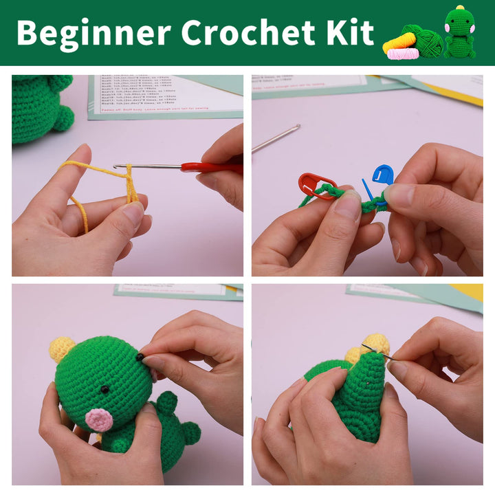 Beginner Crochet Kit Dinosaurs Learn How to Crochet Kit Easy
